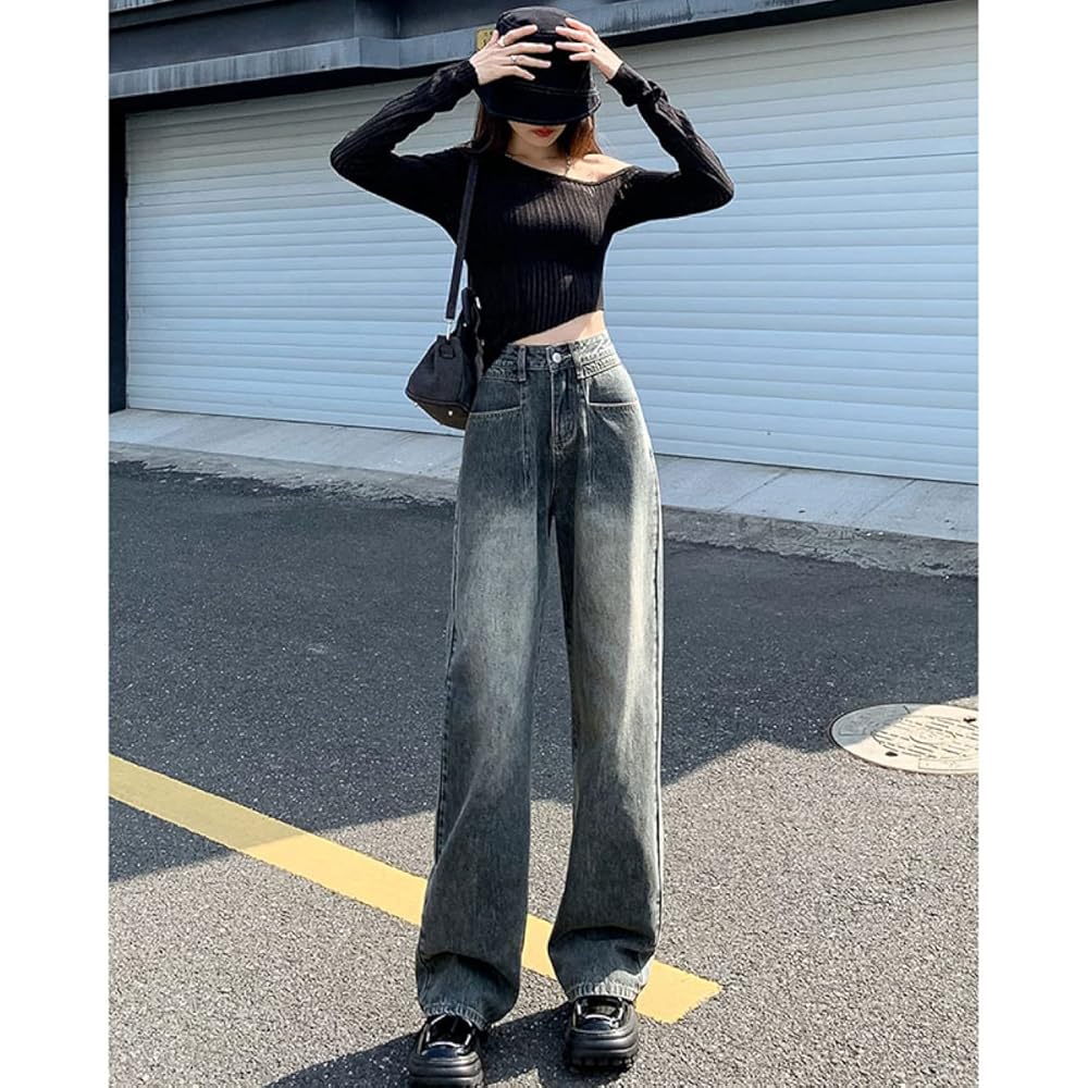 Amazon | [FDGFJ] ワイドパンツ デニムパンツ レディース ロング